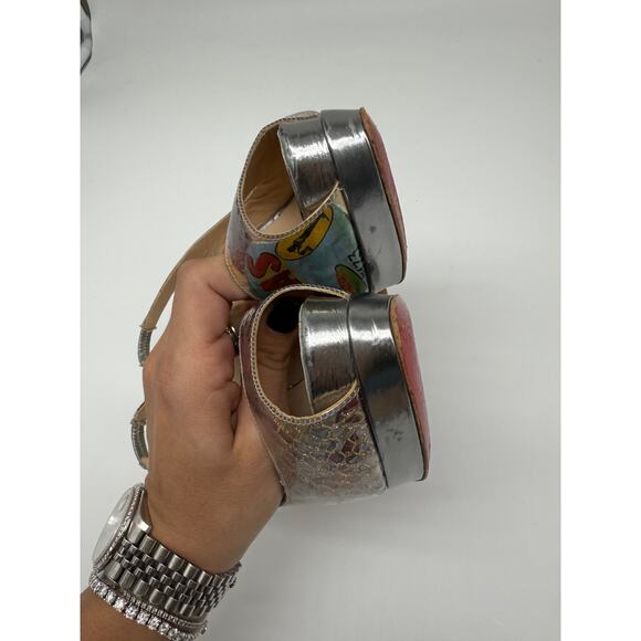 Christian Louboutin PVC Print Slingback Pumps Multicolor Women's Size 39 - Picture 13 of 14